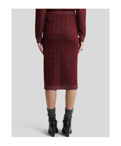 Etro A-line Viscose Blend Knitted Midi Skirt In Red