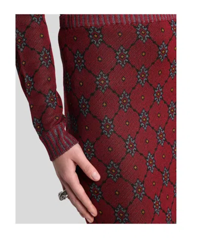 Etro A-line Viscose Blend Knitted Midi Skirt In Red