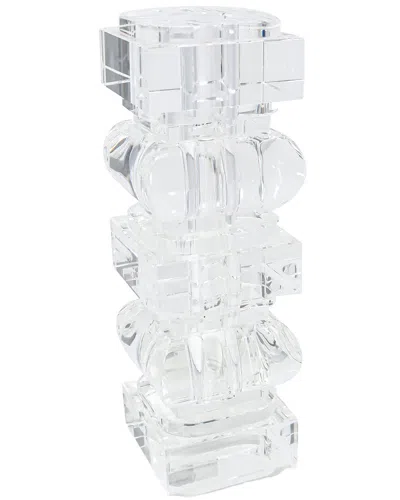 Vivience Block Design Crystal Vase In Transparent