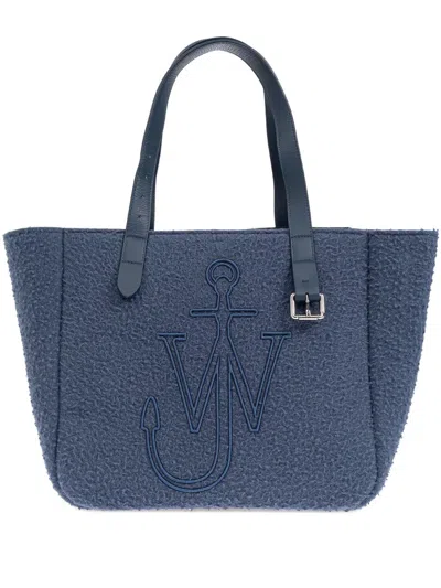 Jw Anderson Belt Tote Blue Boiled Wool Shoulder Bag