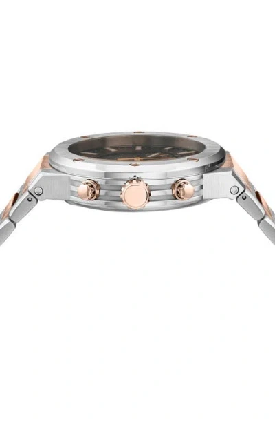 Ferragamo Men's Swiss Chronograph F-80 Two-tone Stainless Steel Bracelet Watch 42mm In Two Tone