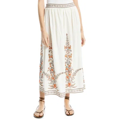 Max Studio Border Print Maxi Skirt In White