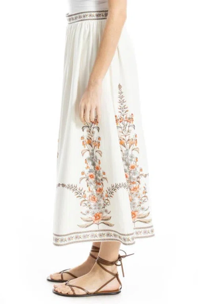 Max Studio Border Print Maxi Skirt In White