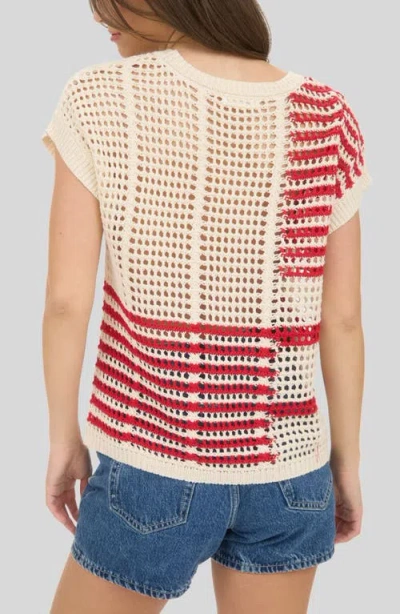 Blu Pepper Colorblock Open Knit Top In Multi