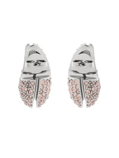 Tory Burch Wave Crystal Embellished Stud Earrings In Gray