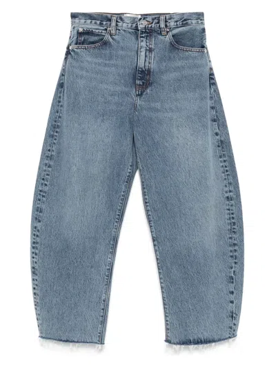 Frame Bubble Crop High Waist Wide-leg Jeans In Blue