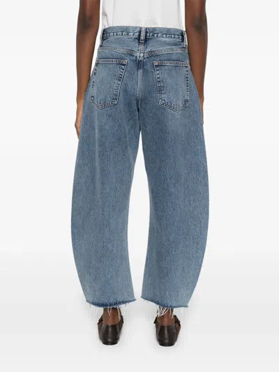 Frame Bubble Crop High Waist Wide-leg Jeans In Blue