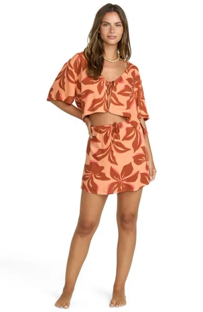 Billabong Sunflower Drawstring Minidress In Orange