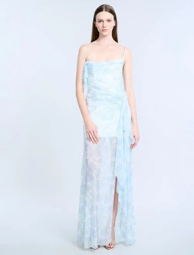 Bcbg Mesh Sequin Gown In Blue