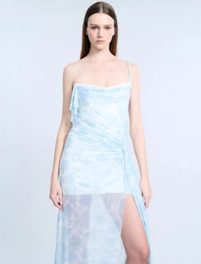 Bcbg Mesh Sequin Gown In Blue