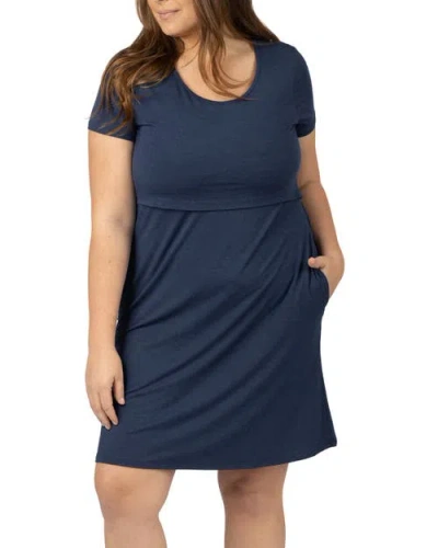 Kindred Bravely Women's Eleanora Plus Size Maternity & Nursing Lounge Dress In Blue