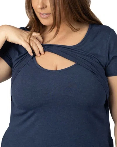 Kindred Bravely Women's Eleanora Plus Size Maternity & Nursing Lounge Dress In Blue