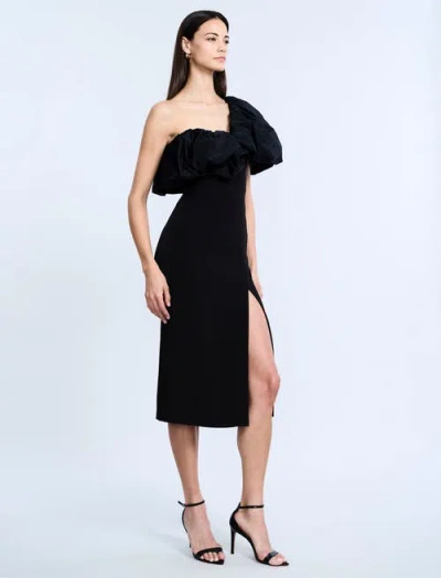 Bcbg Solid Dress With Puff In Black