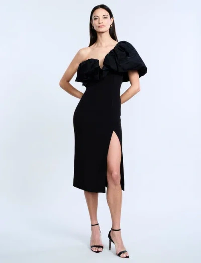 Bcbg Solid Dress With Puff In Black