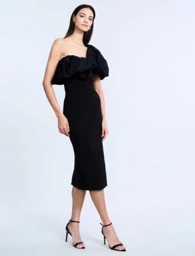 Bcbg Solid Dress With Puff In Black