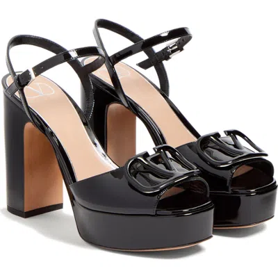 Valentino Garavani Valentino Vlogo 115 Patent Platform Sandal In Black