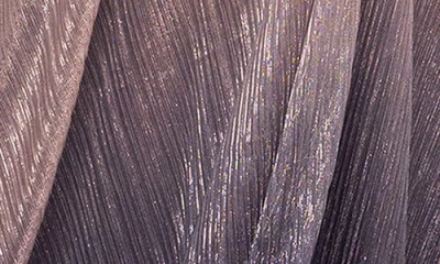 Betsy & Adam "nicoletta" Long Ombre Crinkle Metallic One Shoulder Dress In Purple