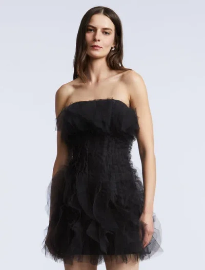 Bcbg Solid Cascade Mini Dress In Black