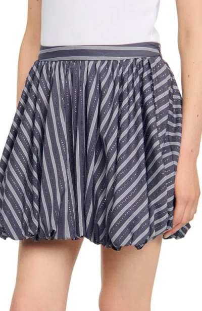 Sandro Womens Striped Rhinestone-embellished Cotton Mini Skirt Grey In Gray