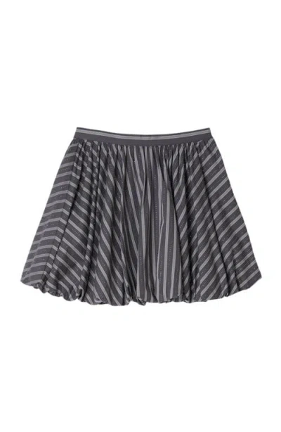 Sandro Womens Striped Rhinestone-embellished Cotton Mini Skirt Grey In Gray