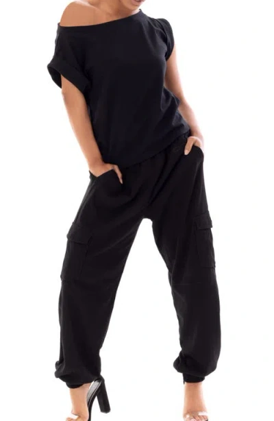 Dai Moda Unisex Cargo Joggers In Black