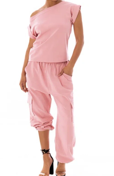 Dai Moda Unisex Cargo Joggers In Pink