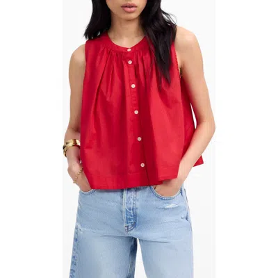 Madewell Cotton Button-up Tank Top In Red