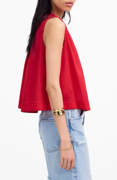 Madewell Cotton Button-up Tank Top In Red