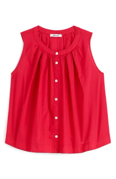 Madewell Cotton Button-up Tank Top In Red