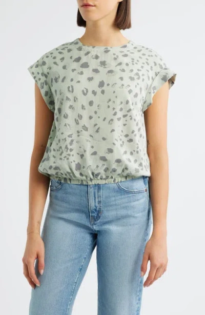 Cloth & Stone Button Back Short Sleeve Top In Green