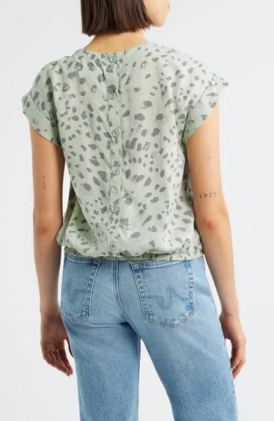 Cloth & Stone Button Back Short Sleeve Top In Green