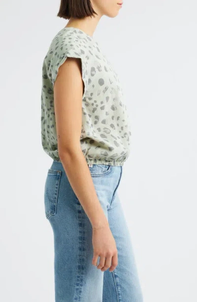 Cloth & Stone Button Back Short Sleeve Top In Green