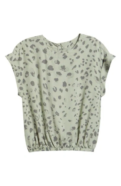 Cloth & Stone Button Back Short Sleeve Top In Green