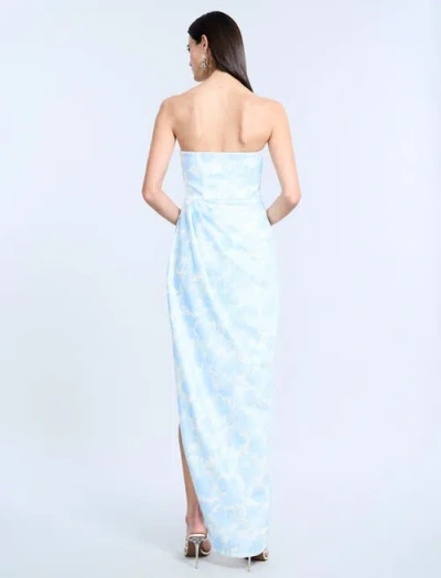 Bcbg Pleat Bodice Wrap Skirt Gown In Blue