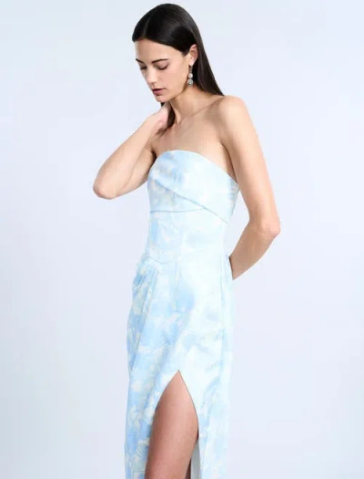 Bcbg Pleat Bodice Wrap Skirt Gown In Blue