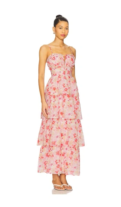 Astr The Label Vonnessa Floral Print Tiered Maxi Dress In Pink