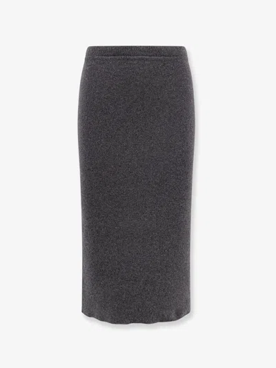 Tom Ford Ribbed Cashmere Midi Pencil Skirt In Gray