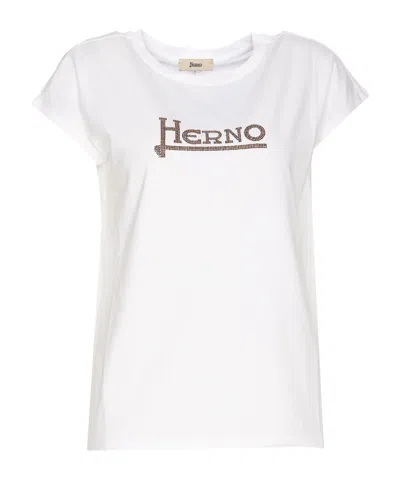 Herno White Interlock Jersey Logo T-shirt