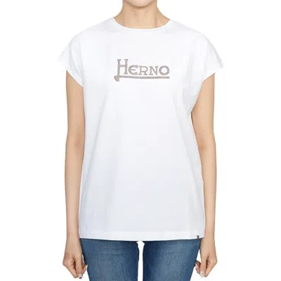Herno White Interlock Jersey Logo T-shirt