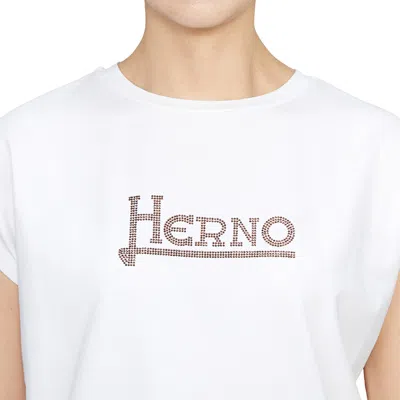 Herno White Interlock Jersey Logo T-shirt