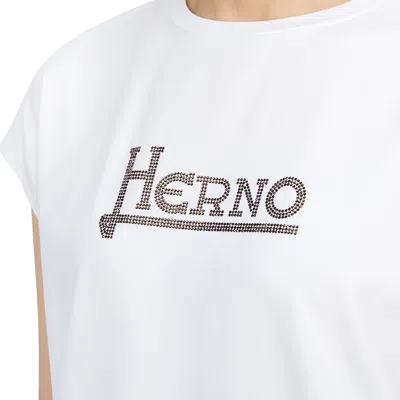 Herno White Interlock Jersey Logo T-shirt