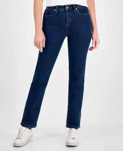 Style & Co Petite Mid-rise Straight-leg Denim Jeans, Exclusively At Macy's In Blue