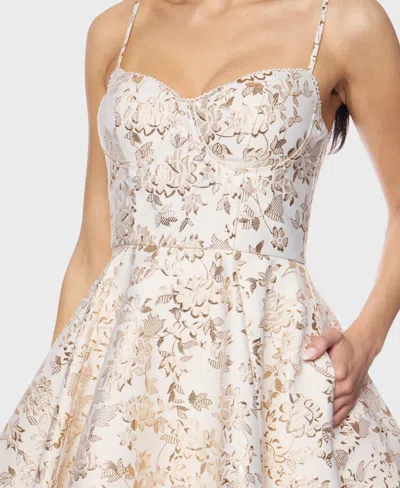 B Darlin Juniors Womens Metallic Mini Fit & Flare Dress In Neutral