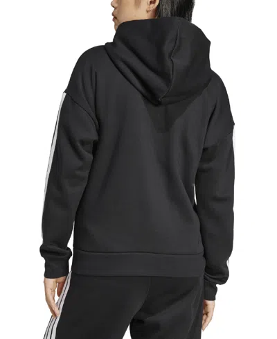 Adidas Originals Women's 3-stripe Fleece Full Zip Hoodie In Black