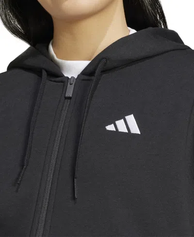 Adidas Originals Women's 3-stripe Fleece Full Zip Hoodie In Black