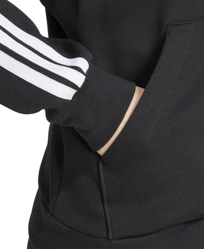 Adidas Originals Women's 3-stripe Fleece Full Zip Hoodie In Black