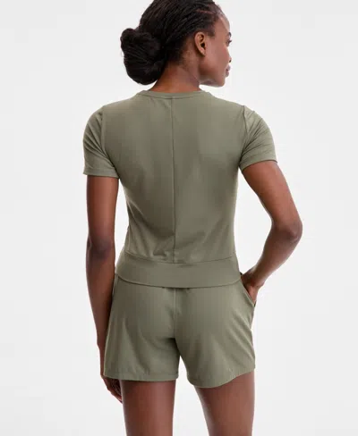 Id Ideology Women's Overlap Cropped Crewneck T-shirt, Exclusively At Macy's