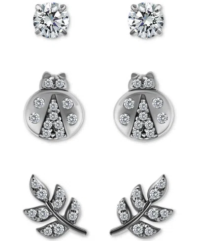 Giani Bernini 3-pc. Set Cubic Zirconia Stud Earrings In 18k Yellow Gold Over Sterling Silver (also In Sterling Sil In Metallic