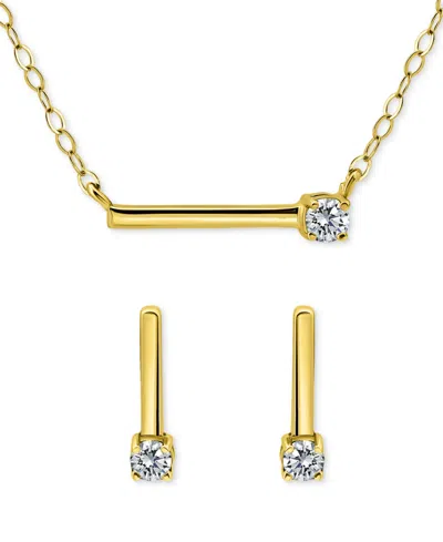 Giani Bernini Cubic Zirconia Bar Statement Necklace & Drop Earrings Set In 18k Gold Over Sterling Silver (also In  In Gold