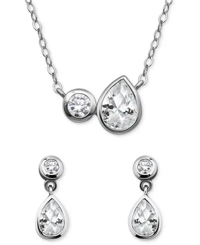 Giani Bernini 2-pc. Set Cubic Zirconia Pear & Round Pendant Necklace & Drop Earrings In Sterling Silver, Exclusive In Metallic